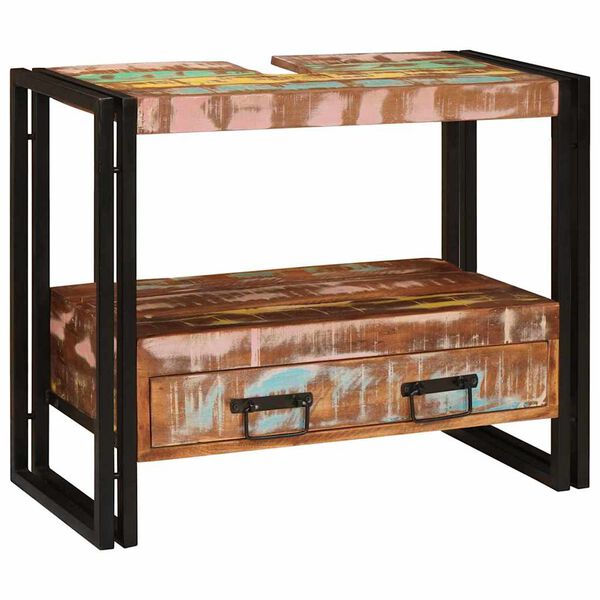 vidaXL Skrinka pod umývadlo Recyklované masívne drevo a železo