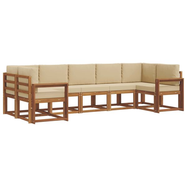 vidaXL Z&aacute;hradn&aacute; s&uacute;prava gaučov s vank&uacute;&scaron;om 7 pcs Pr&iacute;rodn&aacute; a b&eacute;žov&aacute;