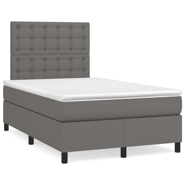 vidaXL Boxspring posteľ s matracom siv&aacute; 120x190 cm umel&aacute; koža