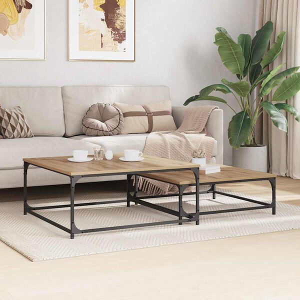 vidaXL Konferenčný stolík 2 pcs Remeselný dub Kompozitné drevo