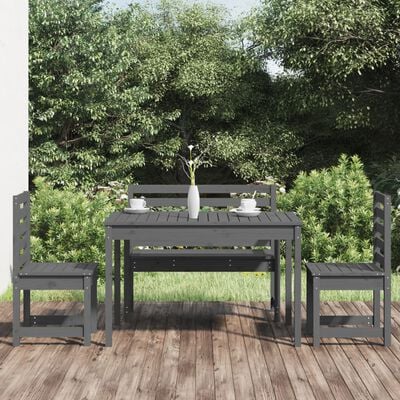 vidaXL 4-dielna záhradná jedálenská súprava sivá borovicový masív