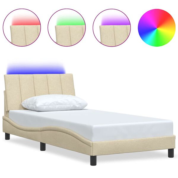 vidaXL Rám postele bez matraca Hanko krémová 100x200 cm látka