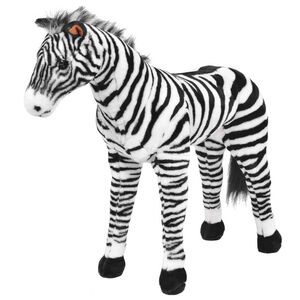 vidaXL Stojaca ply&scaron;ov&aacute; hračk&aacute;rska zebra, čierno biela XXL