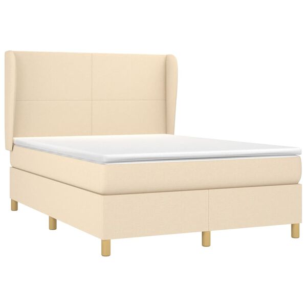 vidaXL Boxspring posteľ s matracom kr&eacute;mov&yacute; 140x190 cm l&aacute;tka