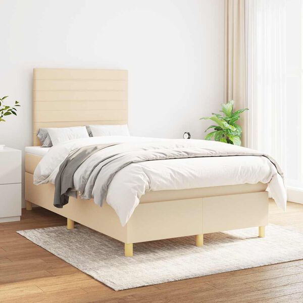 vidaXL Boxspring posteľ s matracom kr&eacute;mov&aacute; 120x190 cm l&aacute;tka
