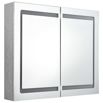 vidaXL LED kúpeľňová zrkadlová skrinka betónovosivá 80x12x68 cm