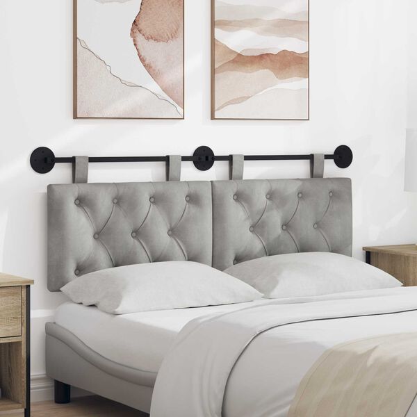 vidaXL Z&aacute;vesn&aacute; Čel&aacute; N&aacute;stenn&yacute; Svetlosiv&aacute; 130 x 55 x 7 cm Zamat