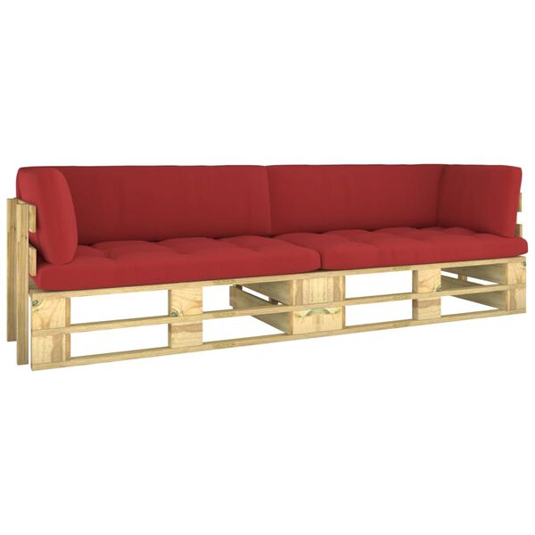 vidaXL 2-miestna paletov&aacute; pohovka s podu&scaron;kami zelen&aacute; borovicov&eacute; drevo