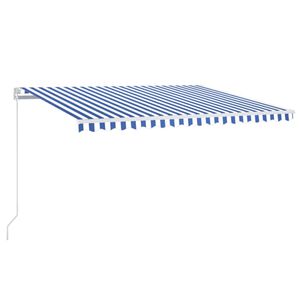 vidaXL Ručne zaťahovacia mark&iacute;za s LED 400x350 cm modr&aacute; a biela