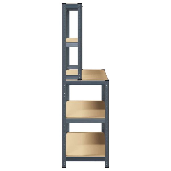 vidaXL 5-poschodov&yacute; pracovn&yacute; st&ocirc;l s policami oceľ a spracovan&eacute; drevo