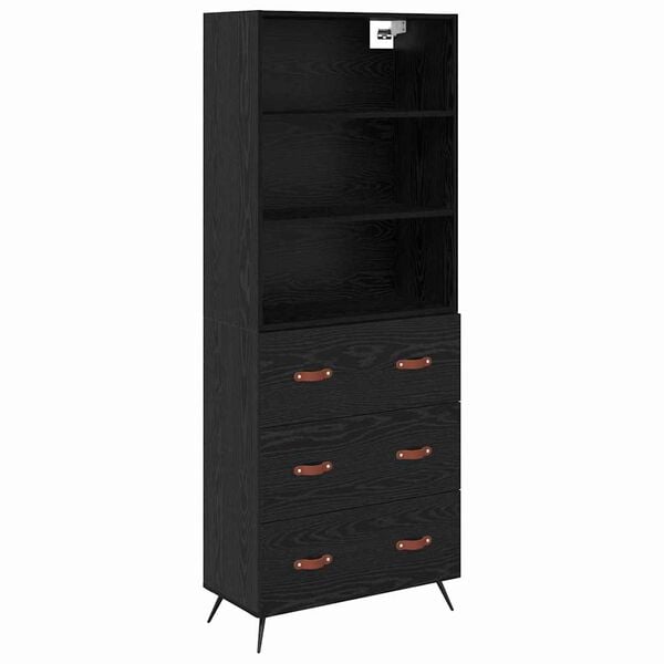 vidaXL Highboard Čierny dub 69,5 x 34 x 180 cm Kompozitn&eacute; drevo