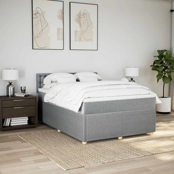 vidaXL Boxspring posteľ s matracom bledosiv&aacute; 140x200 cm l&aacute;tka