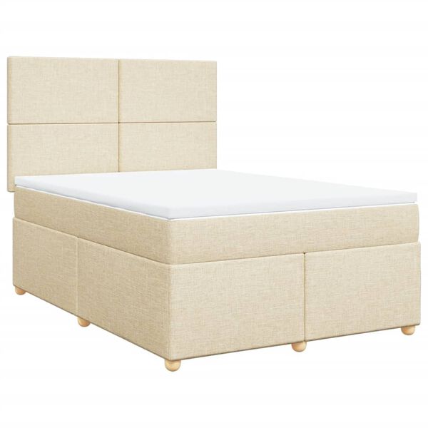 vidaXL Posteľn&yacute; r&aacute;m boxspring s matracom kr&eacute;mov&yacute; 140x200 cm l&aacute;tka
