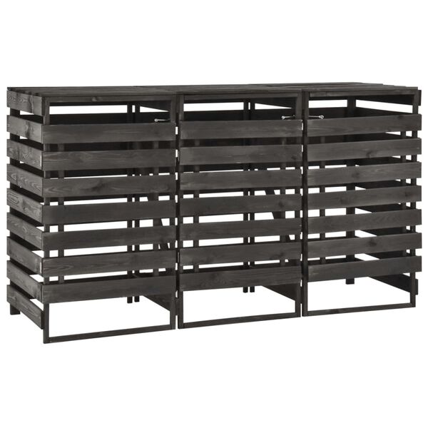vidaXL Ohrada na tri odpadkové koše 210x75x121 cm, borovica s náterom