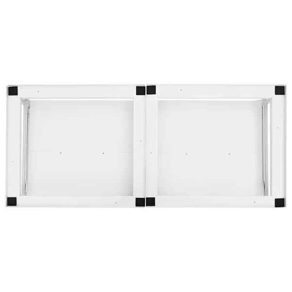 vidaXL Dvojit&yacute; podstavec pr&aacute;čky s v&yacute;suvn&yacute;mi policami biely