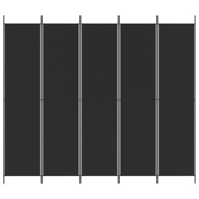 vidaXL 5-panelový paraván čierny 250x220 cm látkový