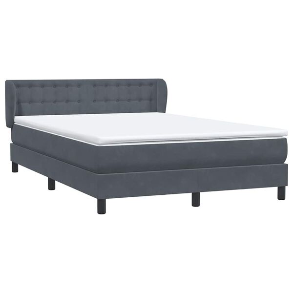 vidaXL Posteľn&yacute; r&aacute;m boxspring s matracom tmavosiv&yacute; 140x220 cm zamat