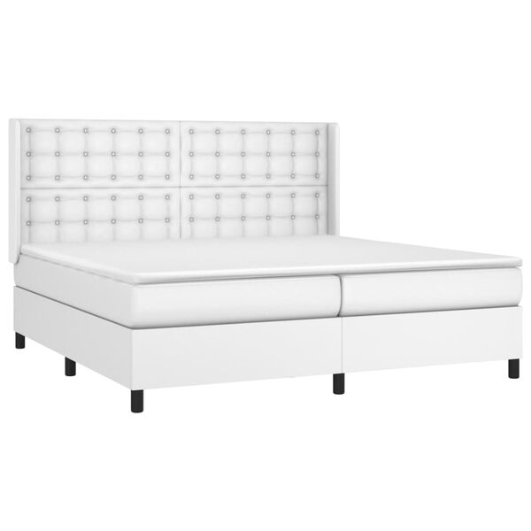 vidaXL Boxspring posteľ s matracom biela 200x200 cm umelá koža