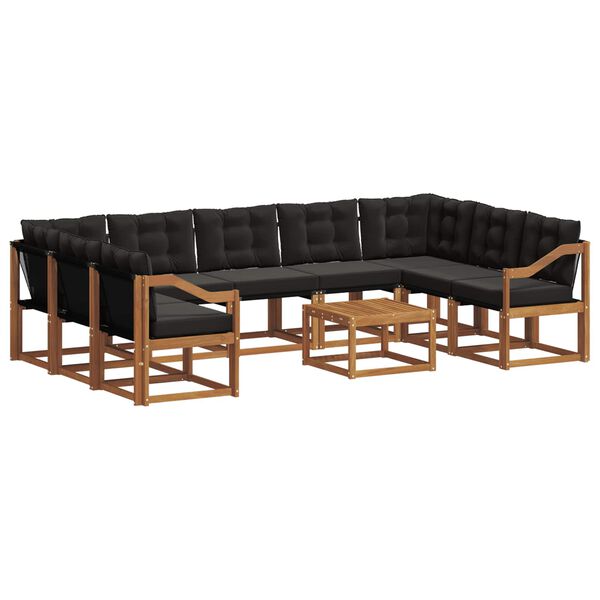 vidaXL Z&aacute;hradn&aacute; s&uacute;prava gaučov s vank&uacute;&scaron;om 10 pcs Pr&iacute;rodn&aacute; a čierna