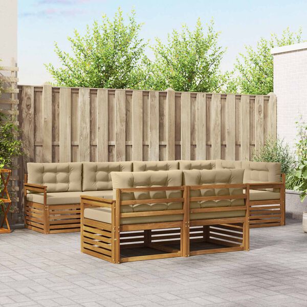 vidaXL Z&aacute;hradn&aacute; s&uacute;prava gaučov s vank&uacute;&scaron;om 7 pcs Pr&iacute;rodn&aacute; a b&eacute;žov&aacute;