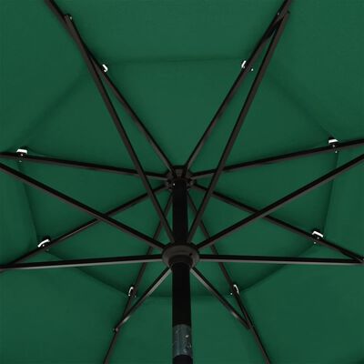 vidaXL 3-stupňový slnečník s hliníkovou tyčou zelený 3,5 m