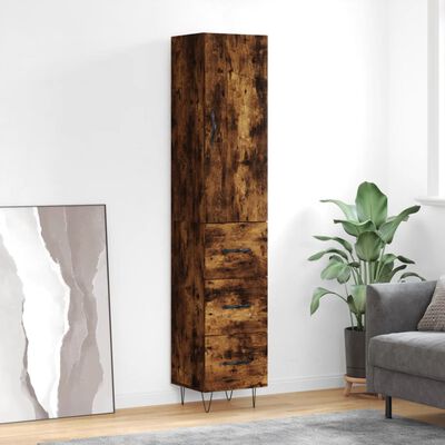 vidaXL Vysoká skrinka dymový dub 34,5x34x180 cm spracované drevo