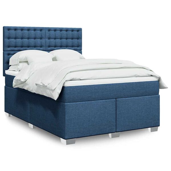 vidaXL Boxspring posteľ s matracom modr&yacute; 140x190 cm l&aacute;tka