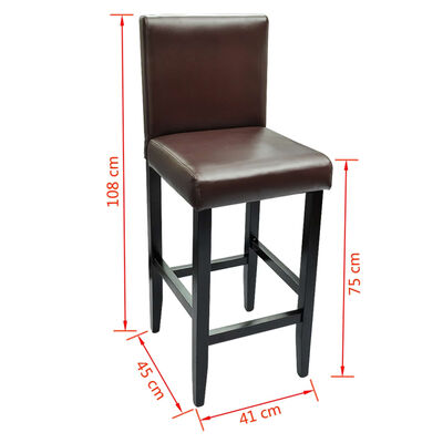 vidaXL Barové stoličky 6 ks, tmavohnedé, umelá koža