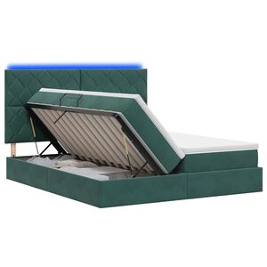 vidaXL LED &uacute;ložn&aacute; posteľ s matracom Tmavozelen&aacute; 200 x 200 cm Zamat
