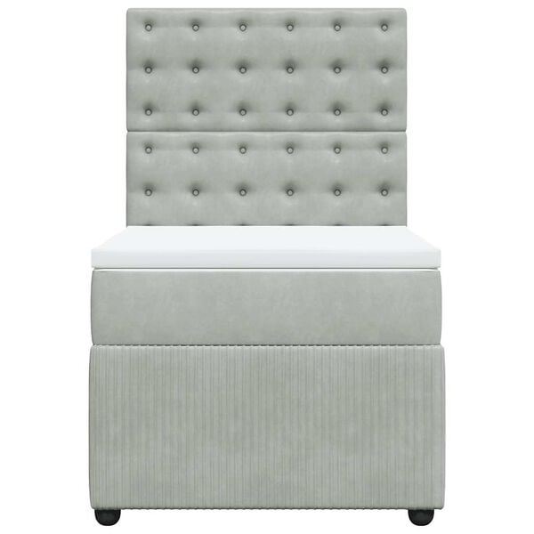 vidaXL Posteľný rám boxsping s matracom bledosivý 90x190 cm zamat