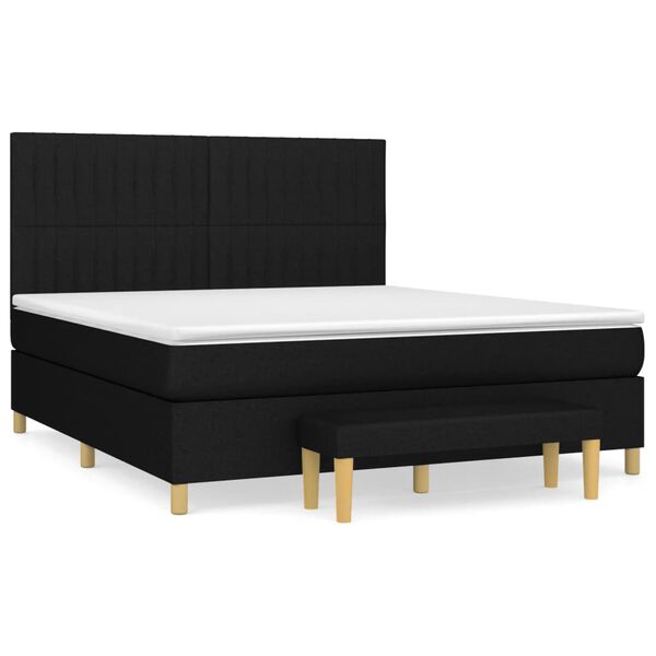 vidaXL Posteľn&yacute; r&aacute;m boxspring s matracom čierny 180x200 cm l&aacute;tka
