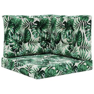 vidaXL Vank&uacute;&scaron; na vonkaj&scaron;iu pohovku 3 pcs Vzor listov Polyester