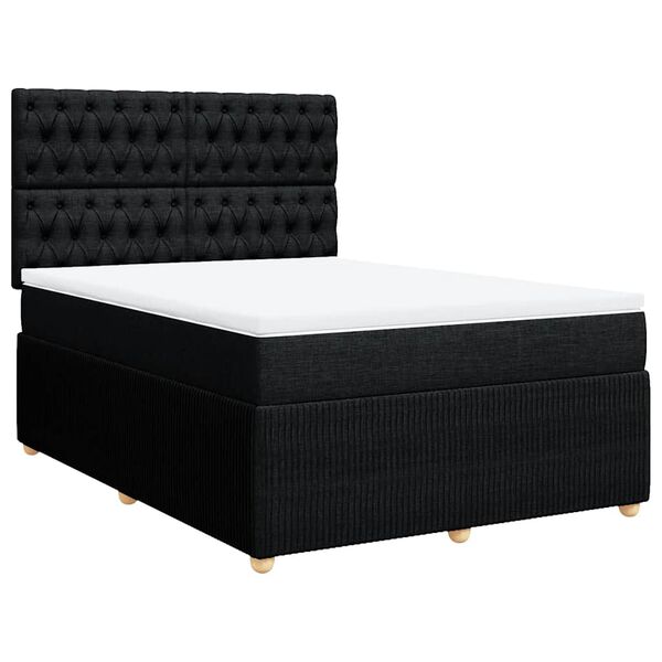 vidaXL Posteľn&yacute; r&aacute;m boxspring s matracom čierny 140x200 cm l&aacute;tka