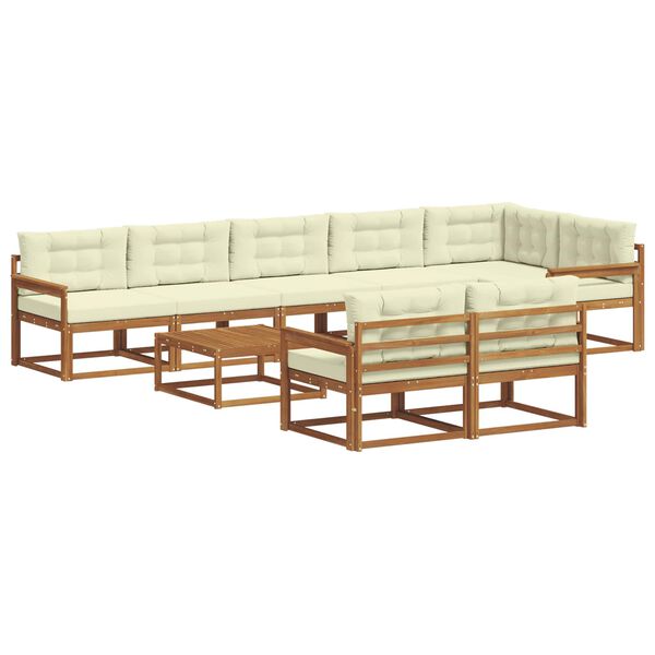 vidaXL Z&aacute;hradn&aacute; s&uacute;prava gaučov s vank&uacute;&scaron;om 9 pcs Pr&iacute;rodn&aacute; a kr&eacute;mov&aacute;