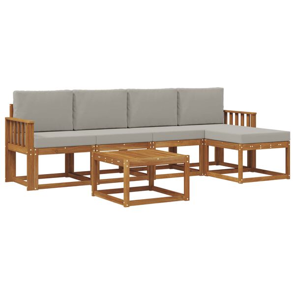 vidaXL Z&aacute;hradn&aacute; s&uacute;prava gaučov s vank&uacute;&scaron;om 6 pcs Pr&iacute;rodn&aacute; a svetlosiv&aacute;