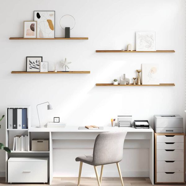 vidaXL Stenn&aacute; polica 4 pcs Hned&aacute; 115 x 9 x 3 cm Kompozitn&eacute; drevo