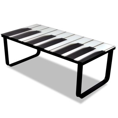 vidaXL Konferenčný stolík, sklenená doska s potlačou kláves
