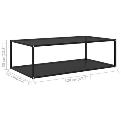 vidaXL Konferenčný stolík, čierny 120x60x35 cm, tvrdené sklo
