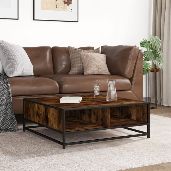 vidaXL Konferenčn&yacute; stol&iacute;k tmav&yacute; dub 80x80x45 cm kompozitn&eacute; drevo kov