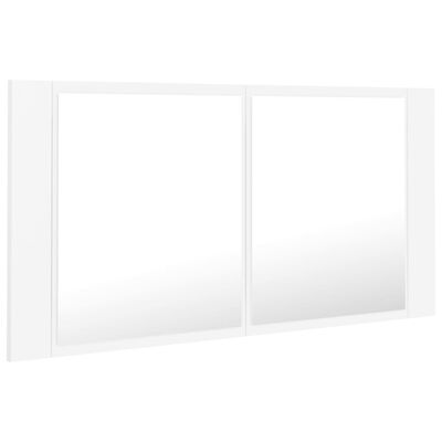 vidaXL LED kúpeľňová zrkadlová skrinka biela 90x12x45 cm akryl