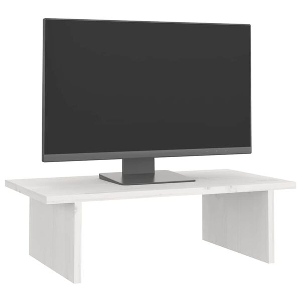 vidaXL Stojan na monitor biely 50x27x15 cm mas&iacute;vna borovica