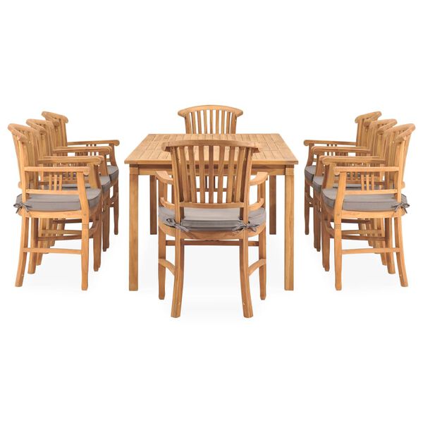 vidaXL 9-dielna z&aacute;hradn&aacute; jed&aacute;lensk&aacute; s&uacute;prava s podložkami t&iacute;kov&yacute; mas&iacute;v