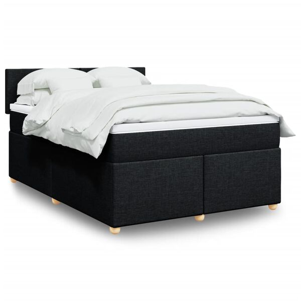 vidaXL Posteľn&yacute; r&aacute;m boxspring s matracom čierny 160x200 cm l&aacute;tka