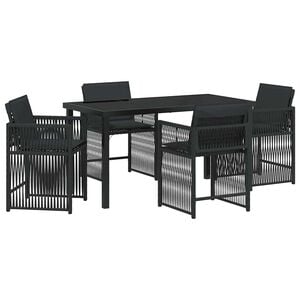 vidaXL Z&aacute;hradn&yacute; jed&aacute;lensk&yacute; set 5 pcs Čierna polyratan