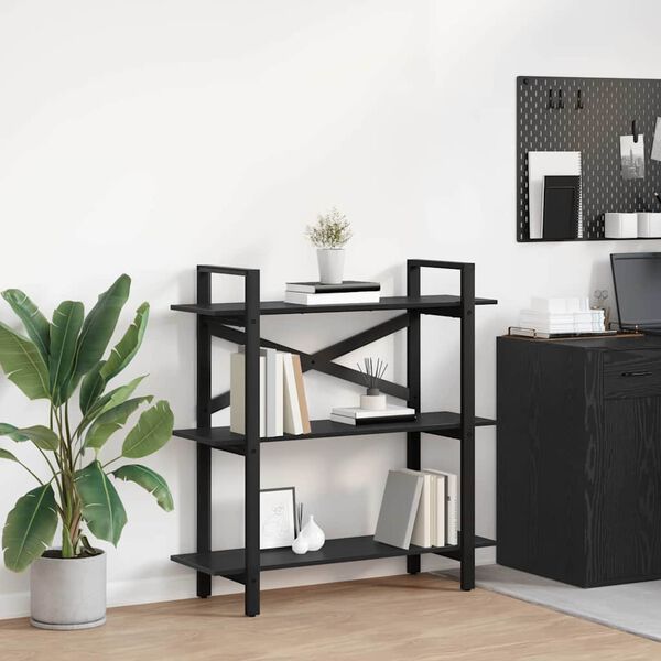 vidaXL Reg&aacute;l na knihy Čierny dub 100 x 33,5 x 102 cm Kompozitn&eacute; drevo