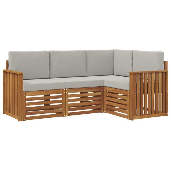 vidaXL S&uacute;pravy pohoviek s vank&uacute;&scaron;om 4 pcs Pr&iacute;rodn&aacute; a svetlosiv&aacute;