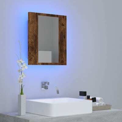 vidaXL LED zrkadlová skrinka dymový dub 40x12x45 cm kompozitné drevo