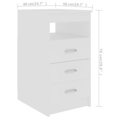 vidaXL Skrinka so zásuvkami, biela 40x50x76 cm, kompozitné drevo
