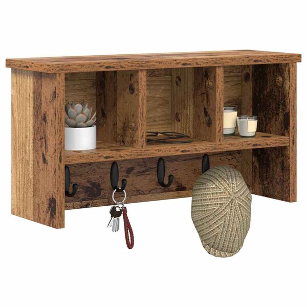 vidaXL Ve&scaron;iak na stenu Star&eacute; drevo 50 x 16 x 26 cm Kompozitn&eacute; drevo