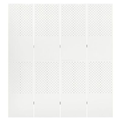 vidaXL Paraván so 4 panelmi, biela 160x180 cm oceľ